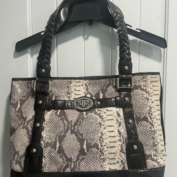 Sharif Black and White Snakeskin Tote Bag - Picture 7 of 7